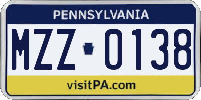 PA license plate MZZ0138