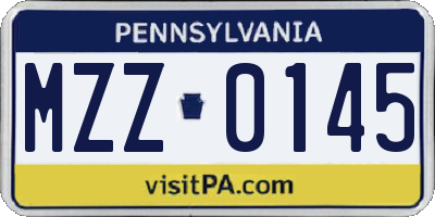 PA license plate MZZ0145