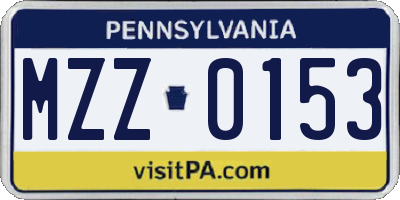 PA license plate MZZ0153