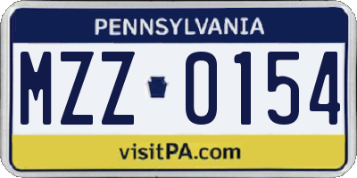 PA license plate MZZ0154