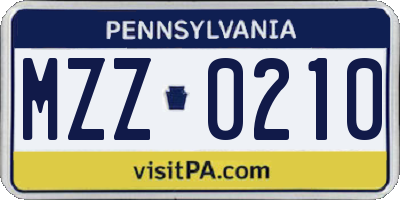 PA license plate MZZ0210