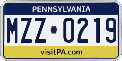 PA license plate MZZ0219