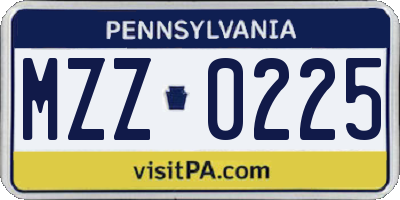 PA license plate MZZ0225