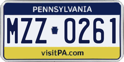 PA license plate MZZ0261