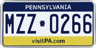 PA license plate MZZ0266