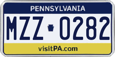 PA license plate MZZ0282