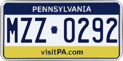 PA license plate MZZ0292