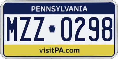 PA license plate MZZ0298