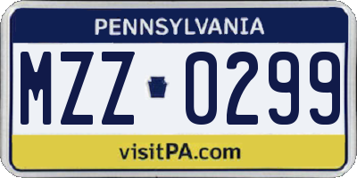 PA license plate MZZ0299