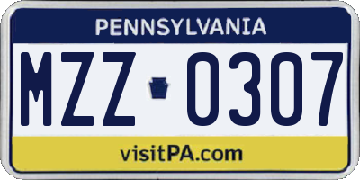 PA license plate MZZ0307