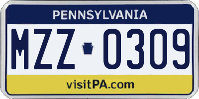 PA license plate MZZ0309