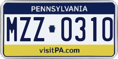 PA license plate MZZ0310