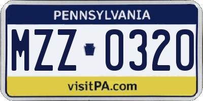 PA license plate MZZ0320