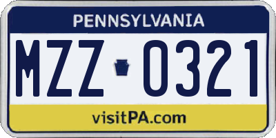 PA license plate MZZ0321