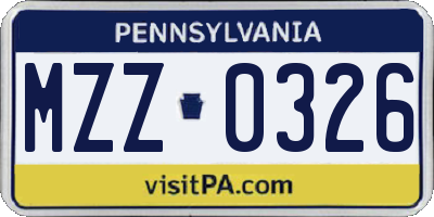 PA license plate MZZ0326