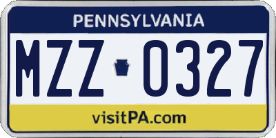 PA license plate MZZ0327