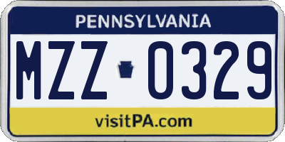 PA license plate MZZ0329