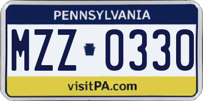 PA license plate MZZ0330