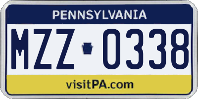 PA license plate MZZ0338