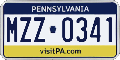 PA license plate MZZ0341