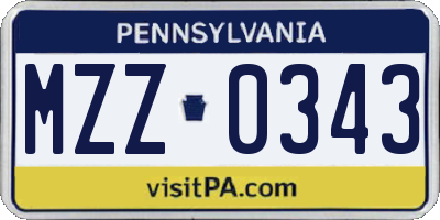 PA license plate MZZ0343