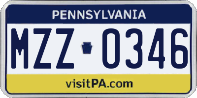 PA license plate MZZ0346