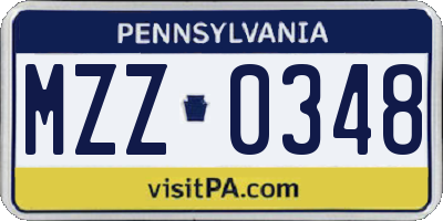 PA license plate MZZ0348