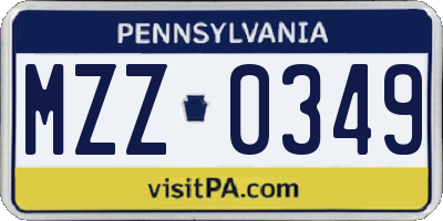 PA license plate MZZ0349