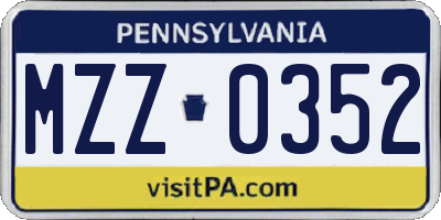 PA license plate MZZ0352