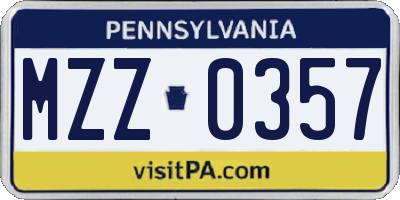 PA license plate MZZ0357