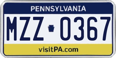PA license plate MZZ0367