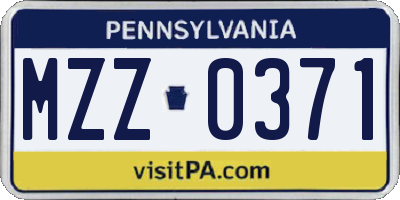 PA license plate MZZ0371