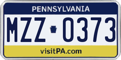 PA license plate MZZ0373