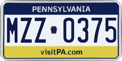 PA license plate MZZ0375