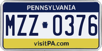 PA license plate MZZ0376