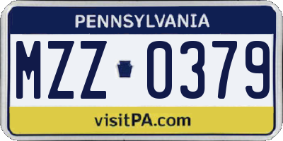 PA license plate MZZ0379