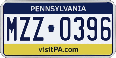 PA license plate MZZ0396