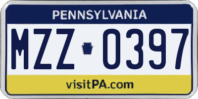 PA license plate MZZ0397