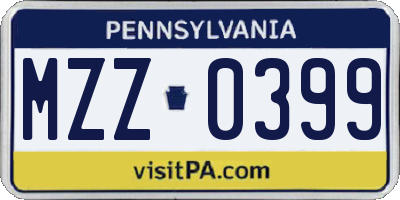 PA license plate MZZ0399
