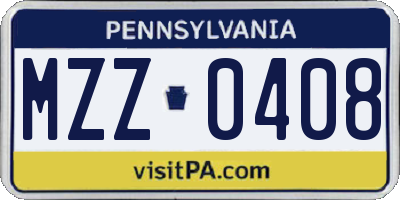PA license plate MZZ0408