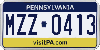 PA license plate MZZ0413