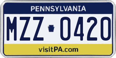 PA license plate MZZ0420