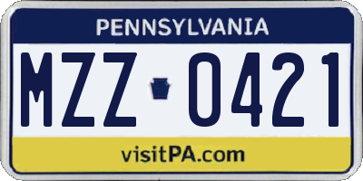 PA license plate MZZ0421