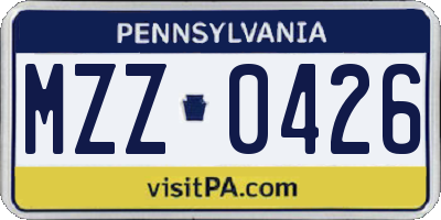 PA license plate MZZ0426
