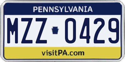 PA license plate MZZ0429