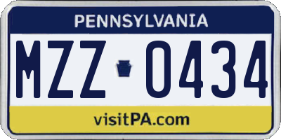 PA license plate MZZ0434