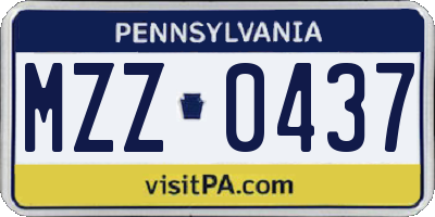 PA license plate MZZ0437