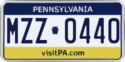 PA license plate MZZ0440