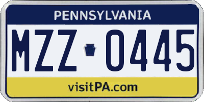 PA license plate MZZ0445