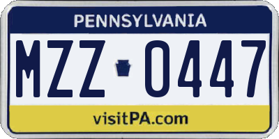 PA license plate MZZ0447